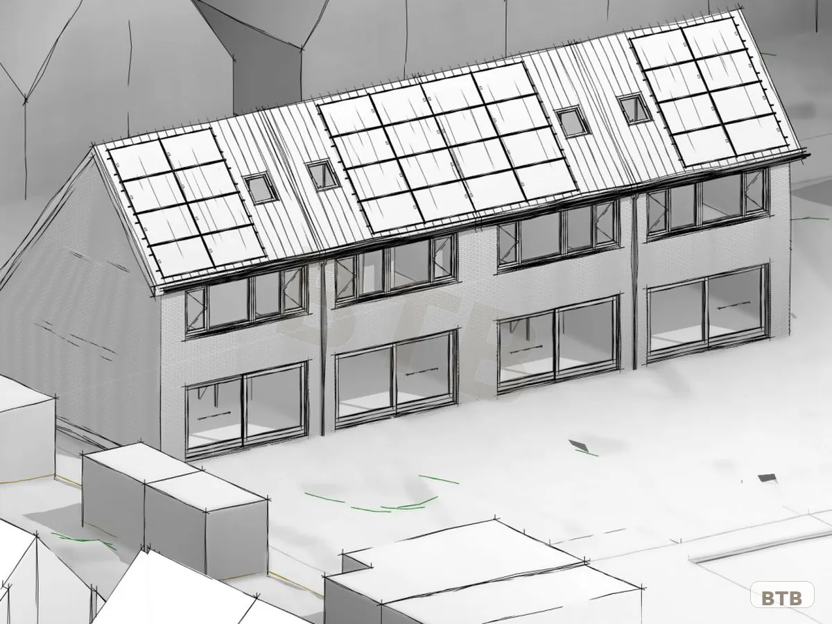 3D-visualisatie van nieuwbouw rijwoningen in Hellevoetsluis